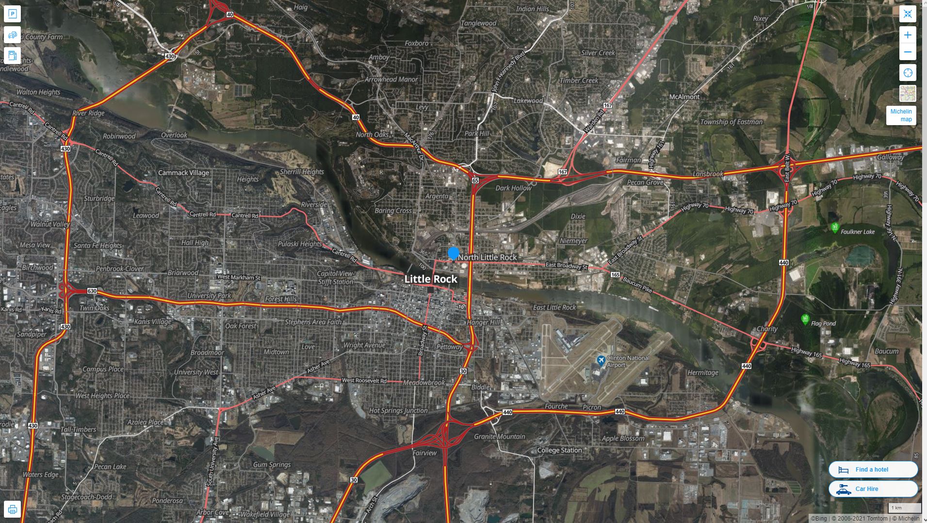 North Little Rock Arkansas Highway and Road Map with Satellite View